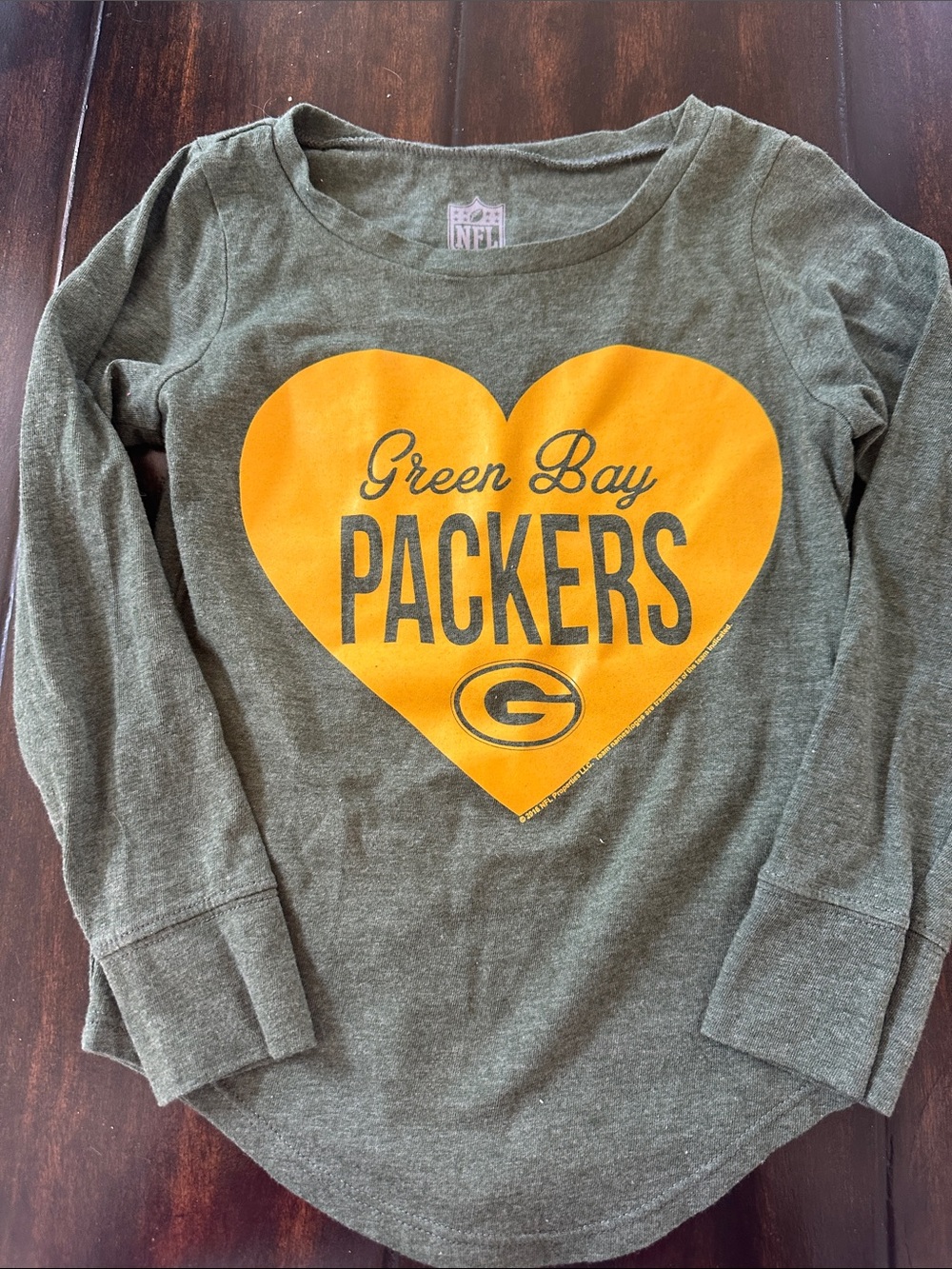 XS Girls NFL Green Bay Packers Green and Gold Long Sleeve Tee